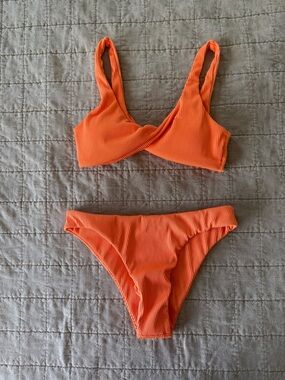 Ribbed Orange Bikini Set